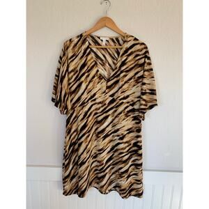 Leith Nordstrom Animal Print Mini Dolman Sleeve Dress Size XL